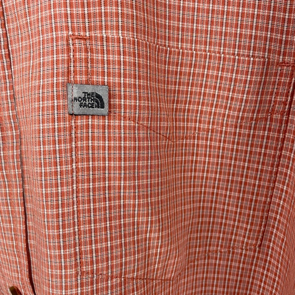 The North‎ Face Mens Large Burnt Orange Plaid Long Sleeve Button Down Shirt